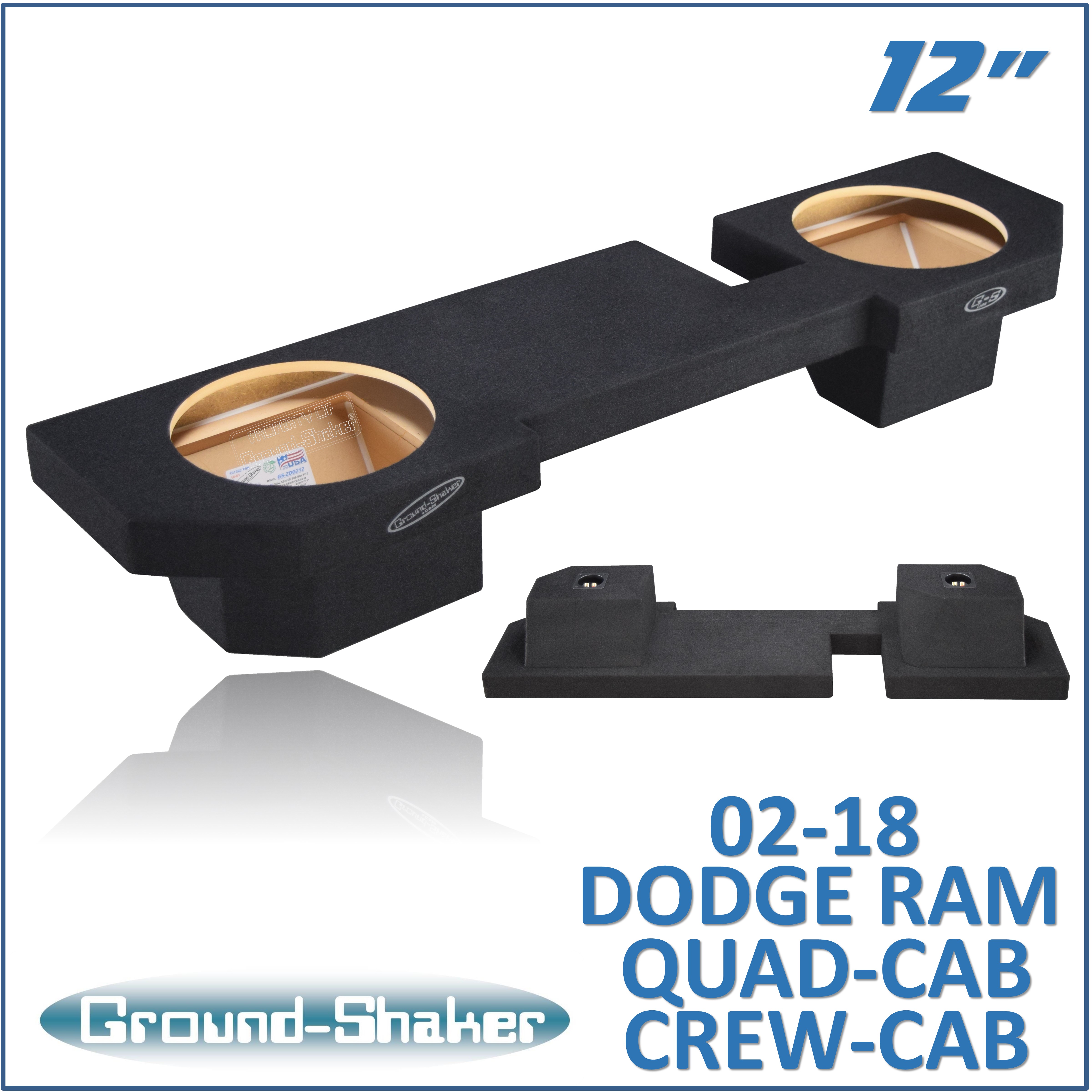 Rockville Dual 12 Sub Enclosure for 2002-2015 Dodge Ram Quad Cab 1500/2500/3500 